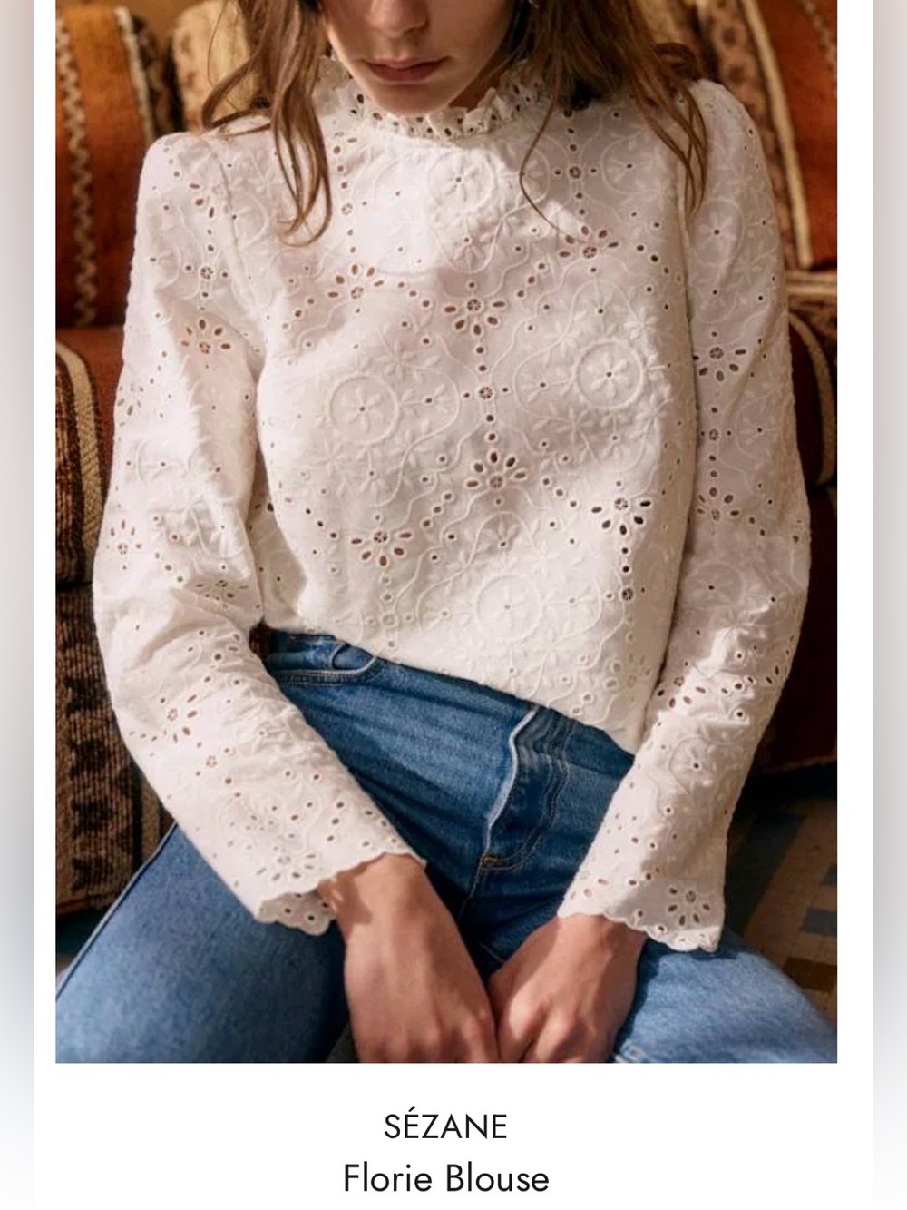 Sézane White Eyelet Florie Blouse